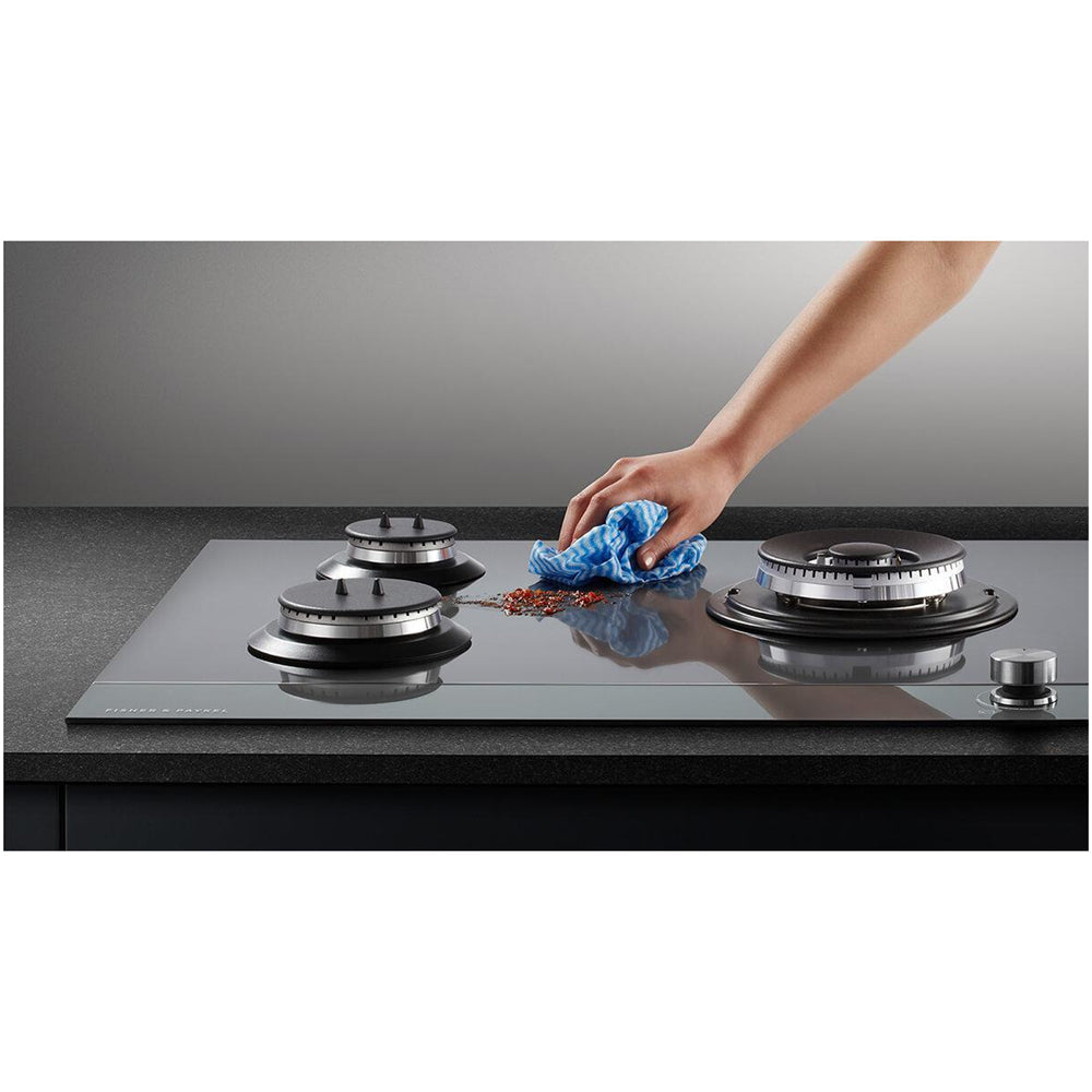 Fisher and Paykel CG603DNGGB4 Series 9 60cm 3 Burner Gas Hob Black Glass