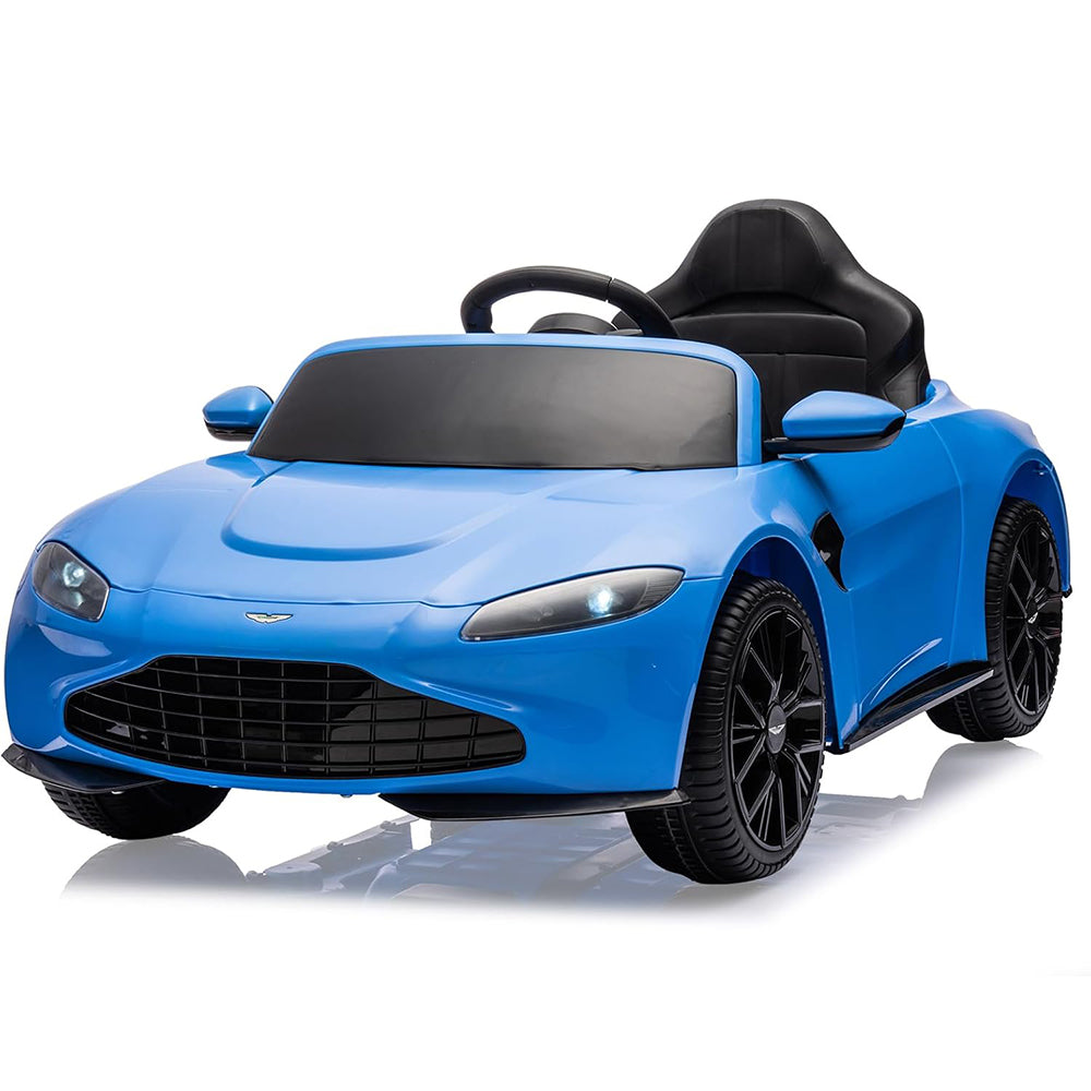 Garvee Ride - P Series: 12V Ride on Sports Car for Kids Licensed Aston Martin Battery Powered Car Toddles Ride on Toy with Remote Control, Horn, Soft Start, LED Lights, Music, USB, Electric Vehicle for Boys Girls (Blue)