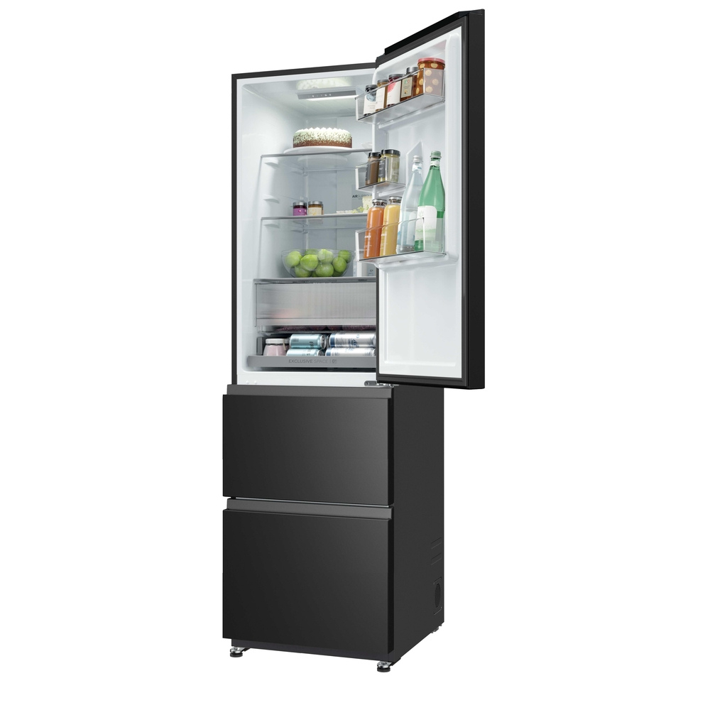 Haier HTR3518ENMTK 3D Series 3 60/40 Freestanding Frost Free Fridge Freezer Black
