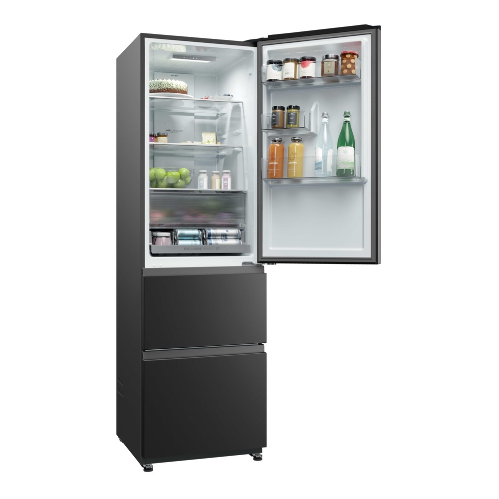 Haier HTR3518ENMTK 3D Series 3 60/40 Freestanding Frost Free Fridge Freezer Black
