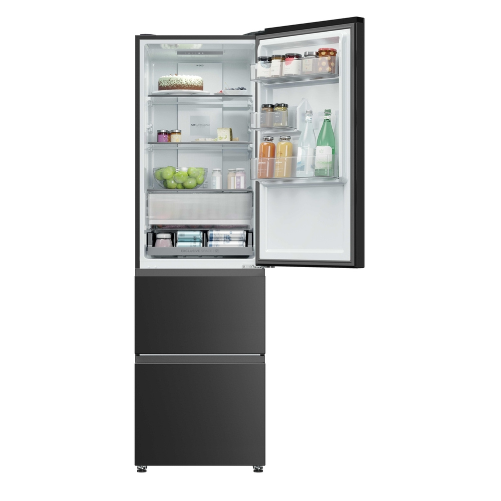 Haier HTR3518ENMTK 3D Series 3 60/40 Freestanding Frost Free Fridge Freezer Black
