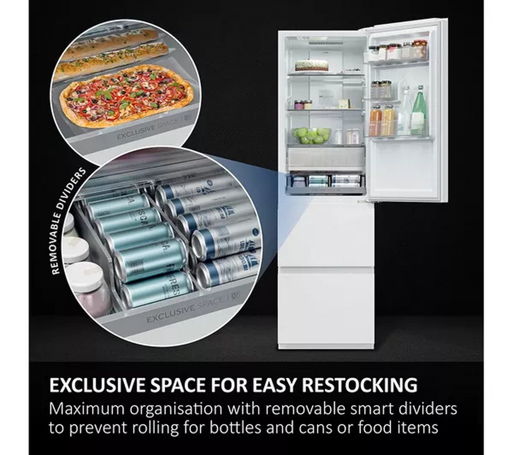 Haier HTR3518ENMWK 3D Series-3 60/40 Freestanding Total No Frost Fridge Freezer White