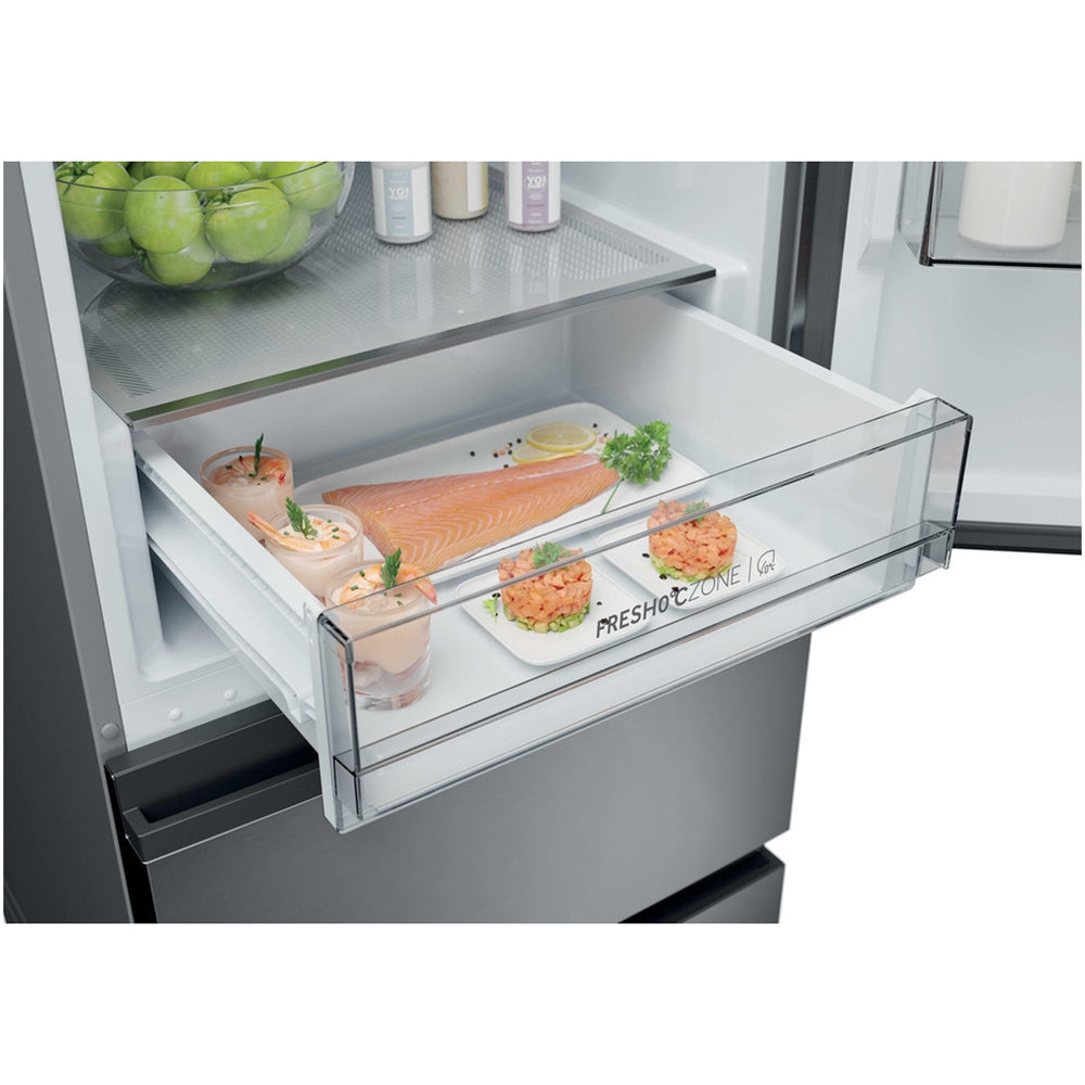 Haier HTR3618DNMM 60/40 Freestanding Total No Frost Fridge Freezer Inox