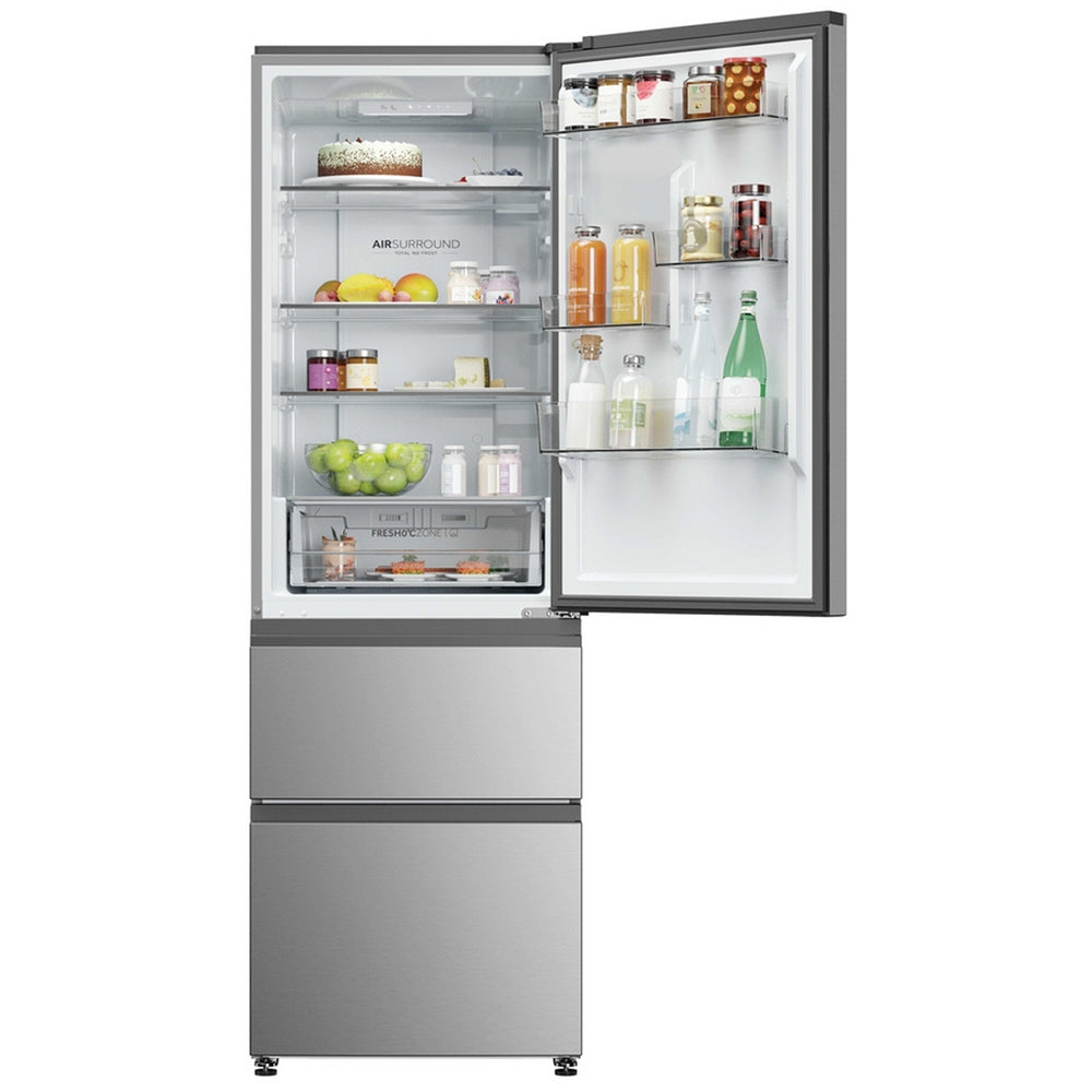 Haier HTR3618DNMM 60/40 Freestanding Total No Frost Fridge Freezer Inox