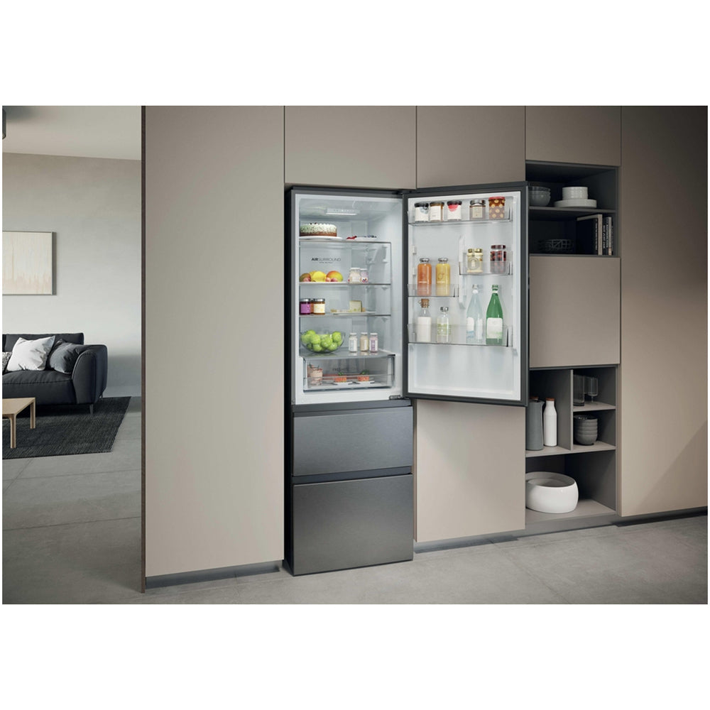 Haier HTR3618DNMM 60/40 Freestanding Total No Frost Fridge Freezer Inox