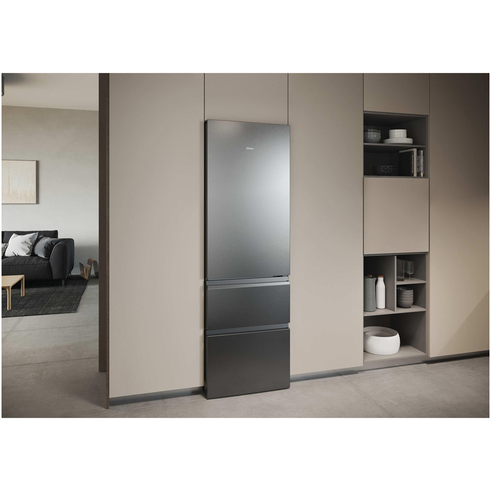 Haier HTR3618DNMM 60/40 Freestanding Total No Frost Fridge Freezer Inox