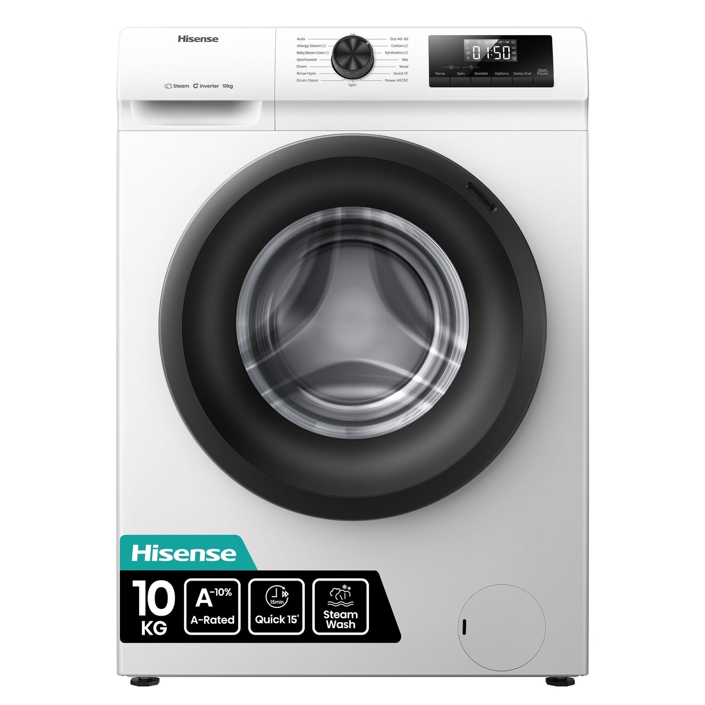 Hisense 1Q Series WF1Q1041BW 10kg 1400 Spin Front Load Washing Machine White - A Rated