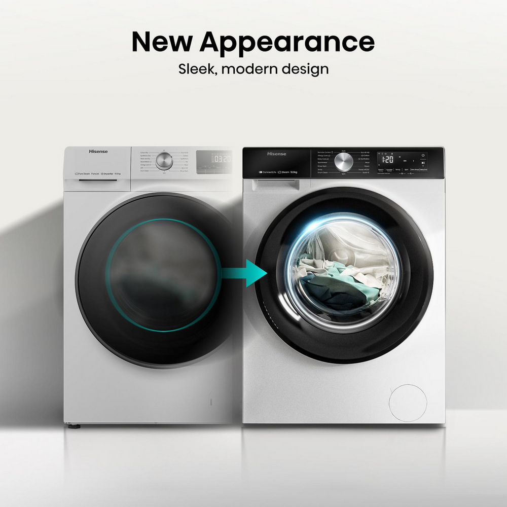Hisense 3S Series WF3S1043BW3 WiFi-Enabled 10.5kg 1400 Spin Freestanding Washing Machine White