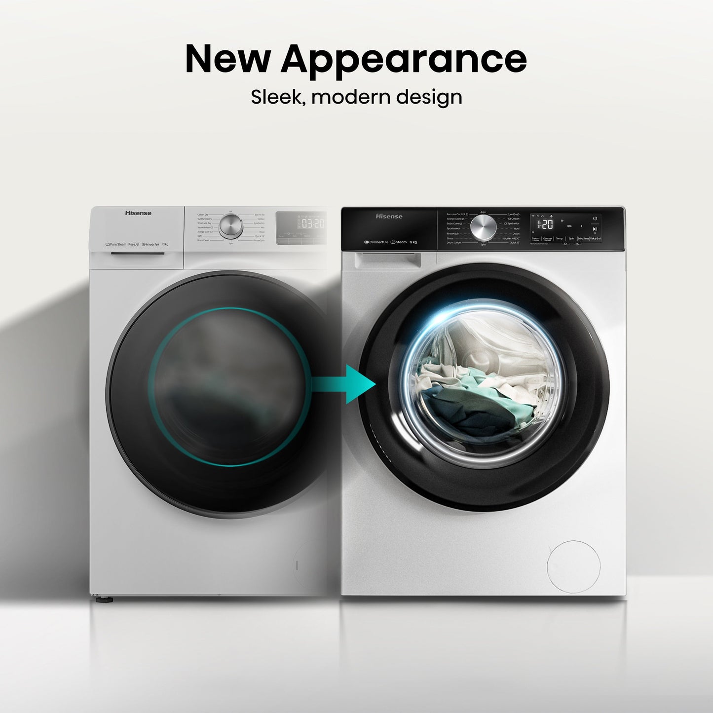Hisense 3S Series WF3S1243BW3 WiFi-enabled 12kg 1400 Spin Washing Machine White - A Rated