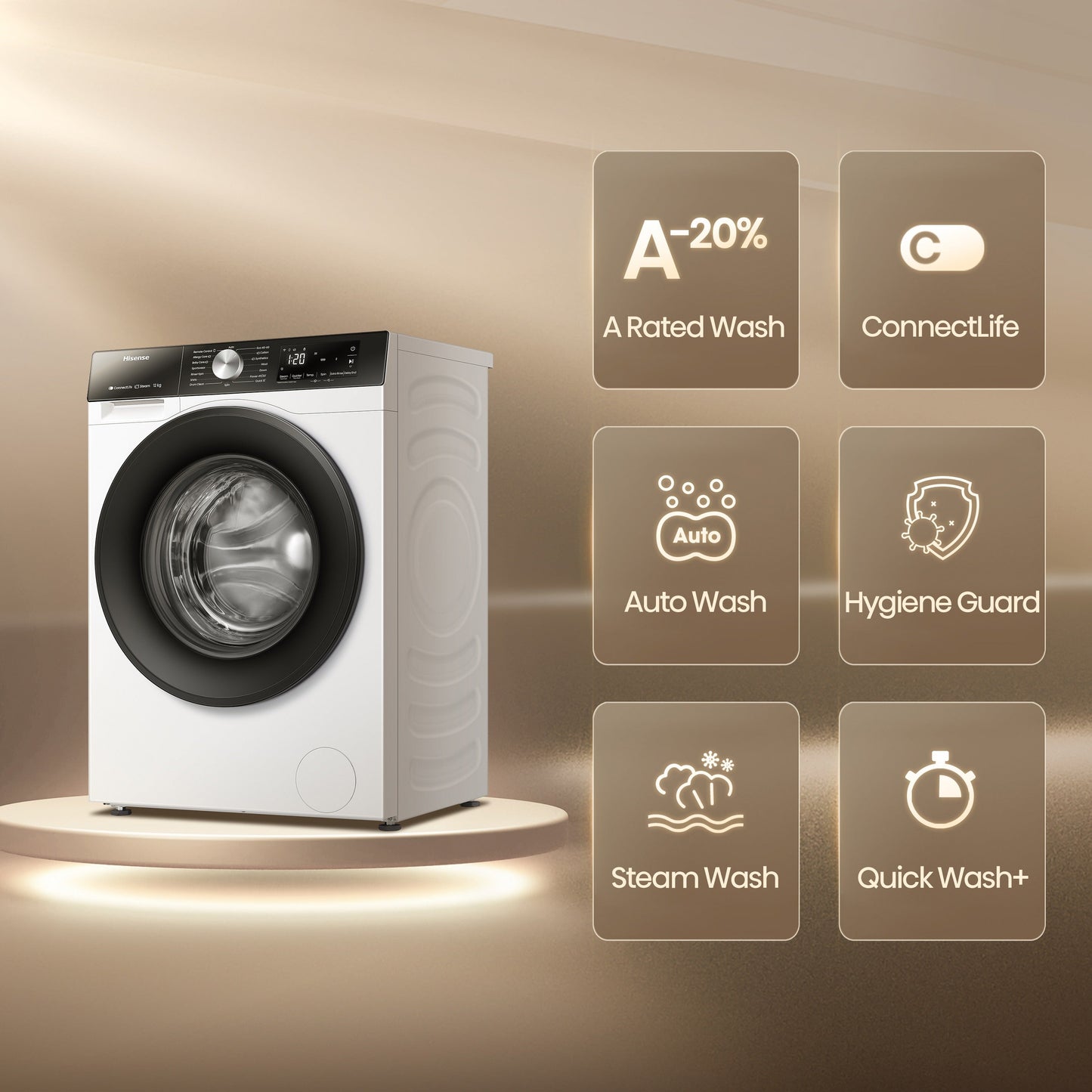 Hisense 3S Series WF3S1243BW3 WiFi-enabled 12kg 1400 Spin Washing Machine White - A Rated
