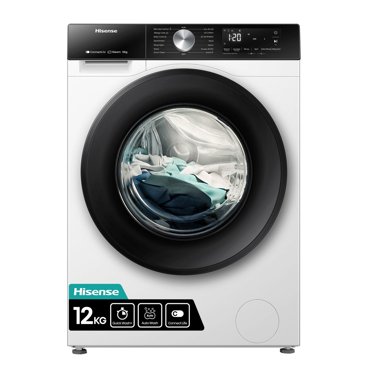 Hisense 3S Series WF3S1243BW3 WiFi-enabled 12kg 1400 Spin Washing Machine White - A Rated