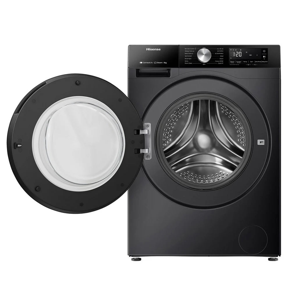 Hisense 3S Series WF3S8043BB3 WiFi-enabled 8kg 1400 Spin Washing Machine Black - A Rated