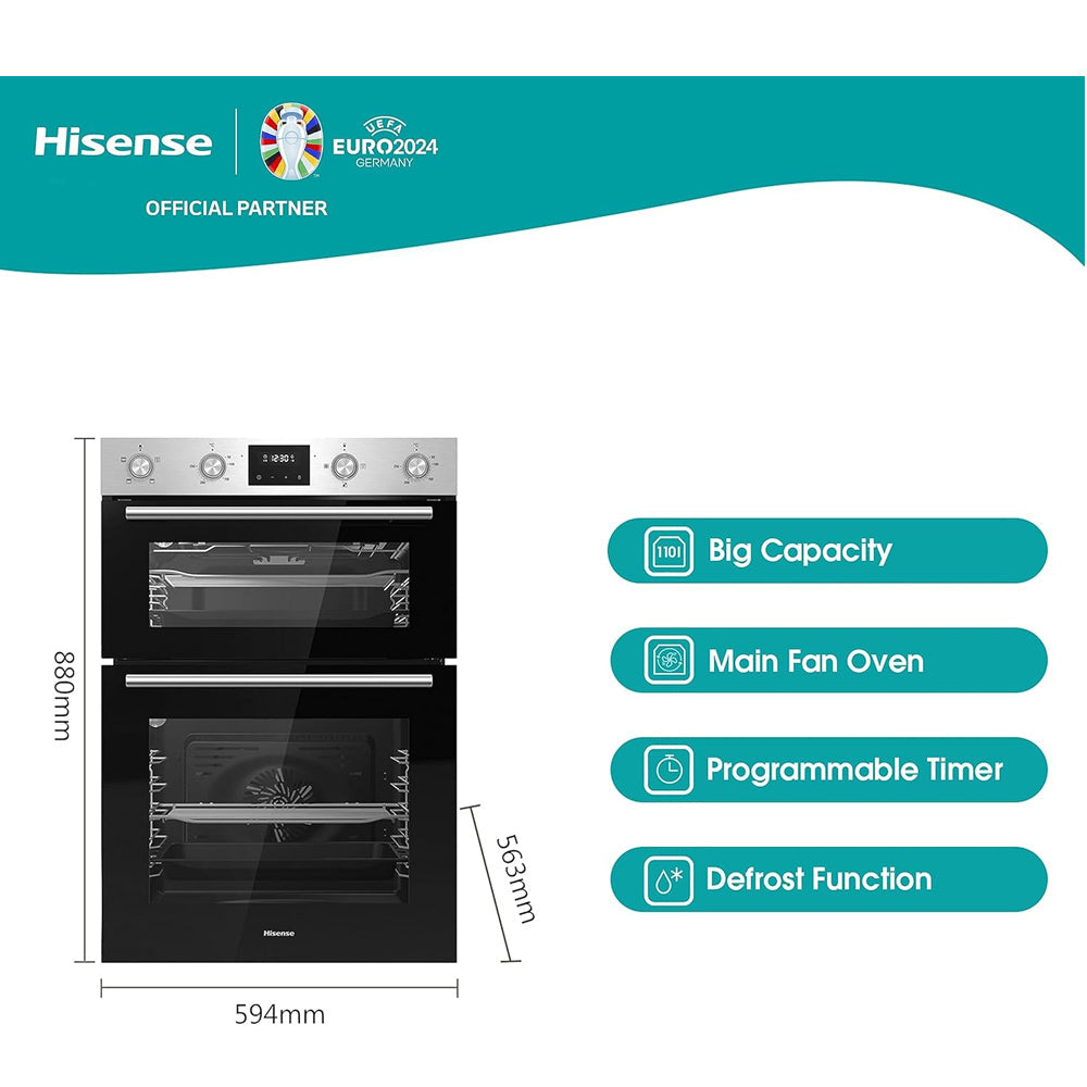 Hisense BID99222CXUK Built In Electric Double Oven Stainless Steel - A Rated