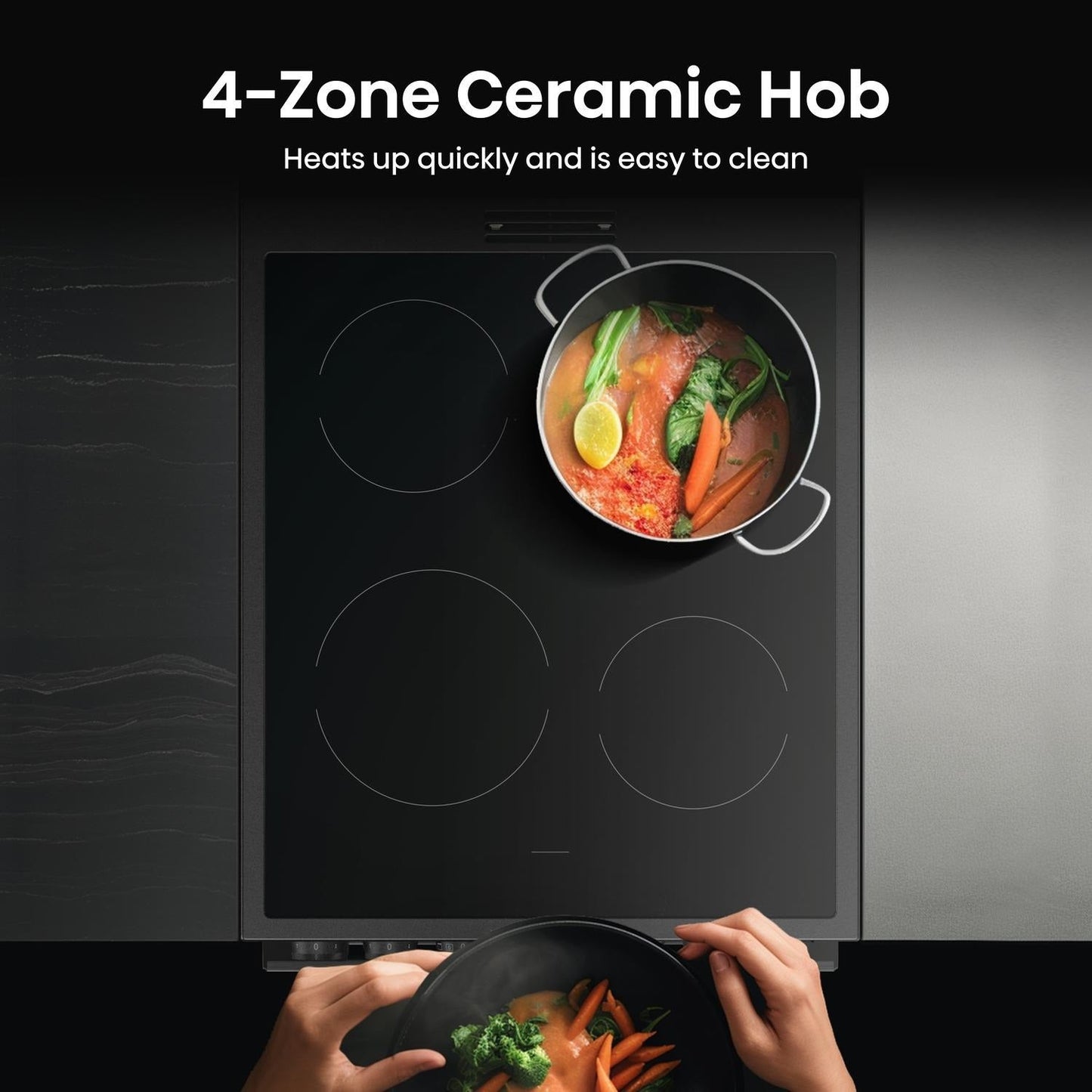 Hisense HDCEC5C10B 50cm Double Oven Electric Cooker with Ceramic Hob Black - A Rated