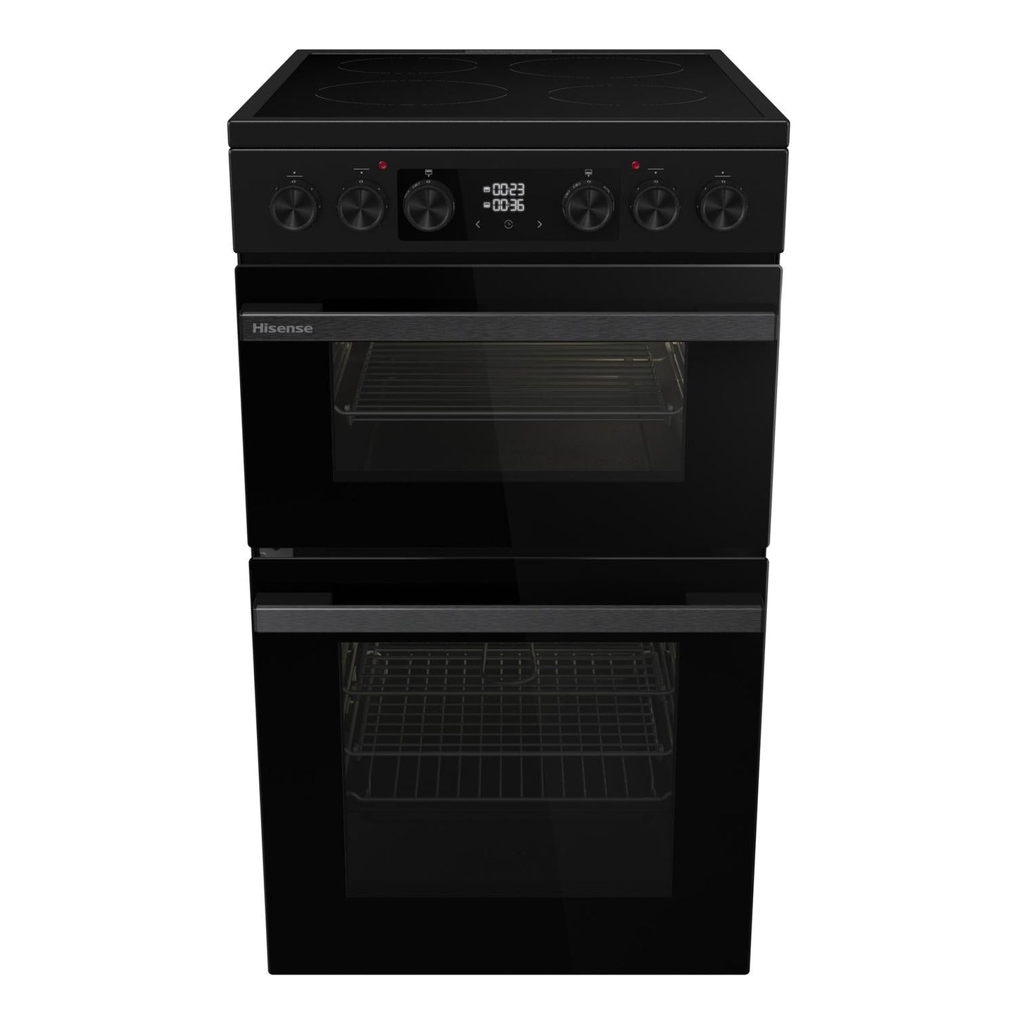 Hisense HDCEC5C10B 50cm Double Oven Electric Cooker with Ceramic Hob Black - A Rated