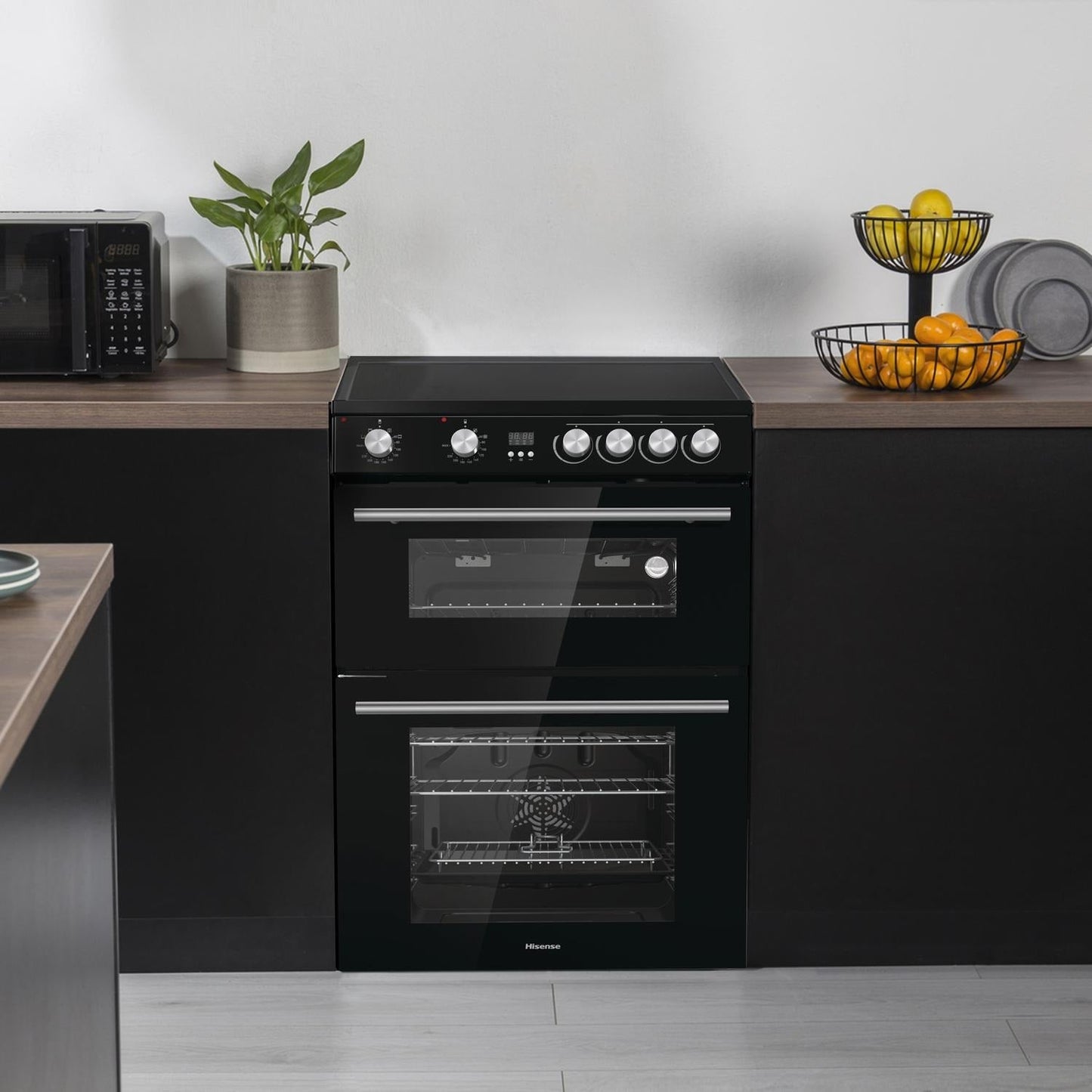 Hisense HDE3211BBUK 60cm Double Oven Electric Cooker with Ceramic Hob Black - A+ Rated