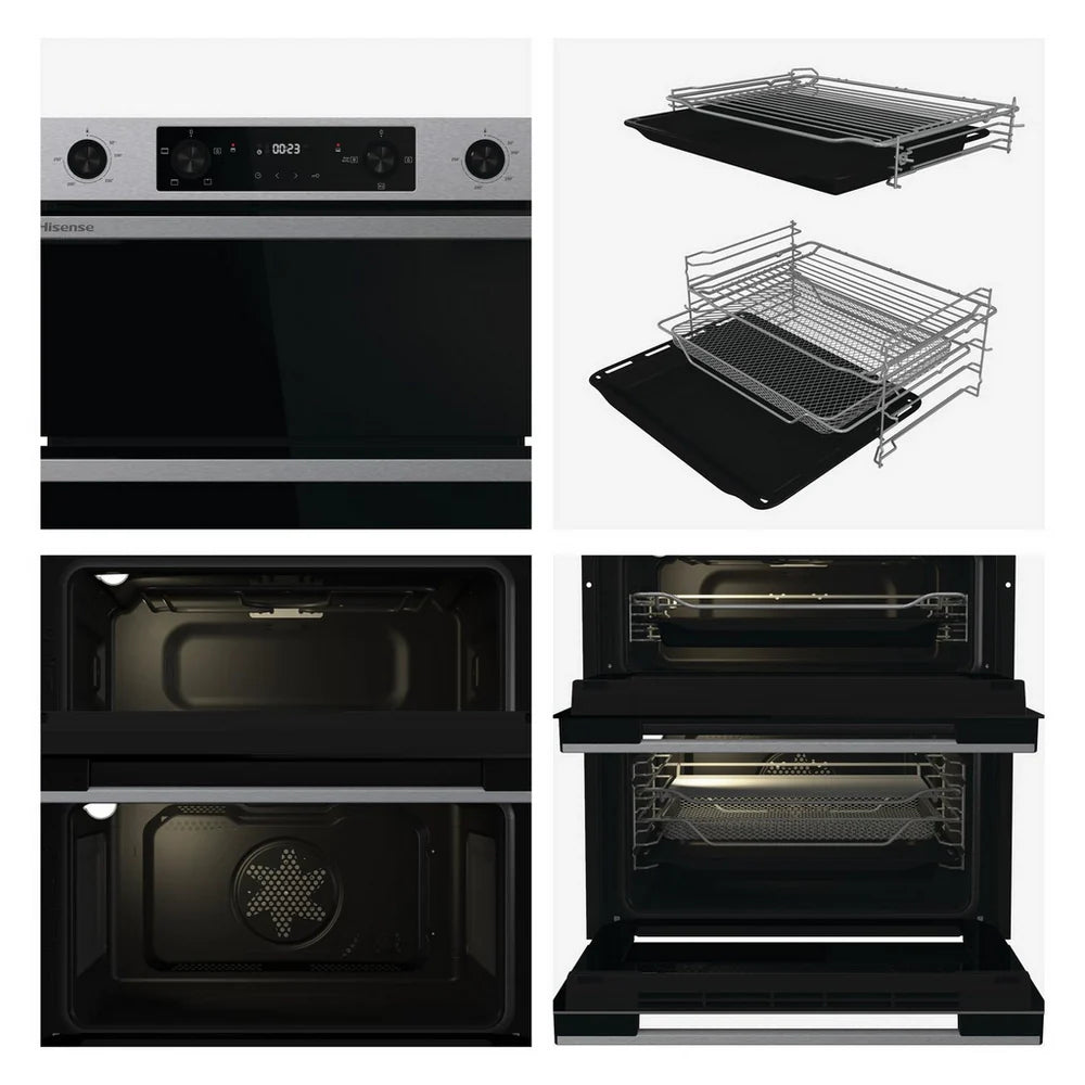 Hisense Hi6 BUD714221CX 54/38L Built Under Electric Double Oven Stainless Steel - A Rated