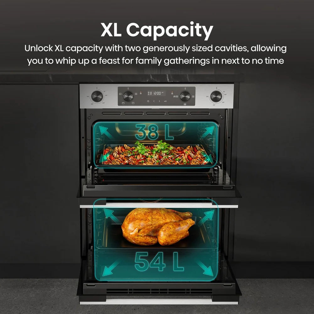 Hisense Hi6 BUD714221CX 54/38L Built Under Electric Double Oven Stainless Steel - A Rated