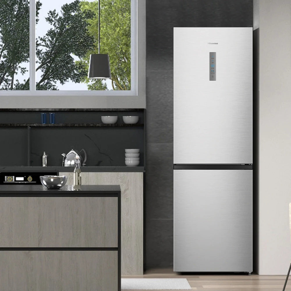 Hisense RB395N4BCE 60/40 Total No Frost Fridge Freezer Stainless Steel - E Rated