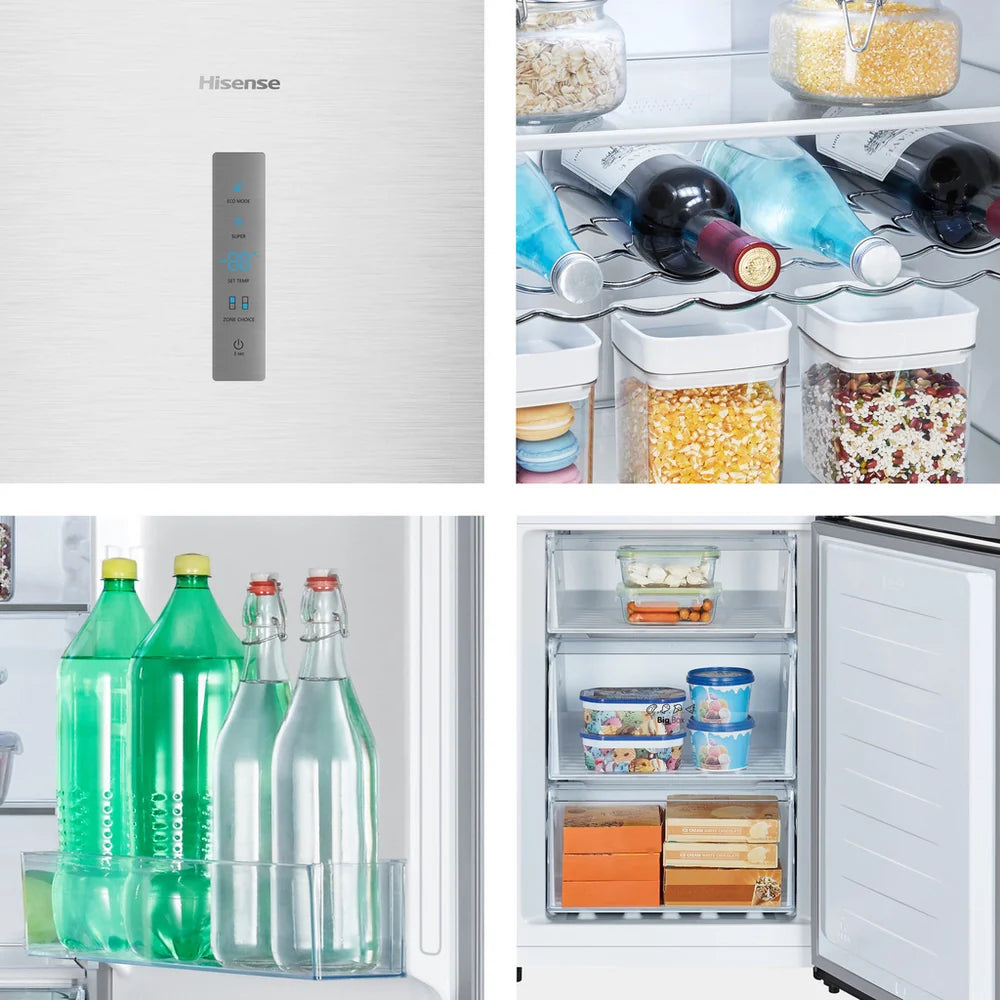 Hisense RB395N4BCE 60/40 Total No Frost Fridge Freezer Stainless Steel - E Rated