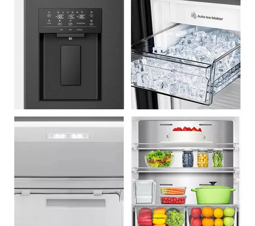 Hisense RQ5P470SYFD PureFlat Non-Plumbed Total No Frost American Fridge Freezer Black