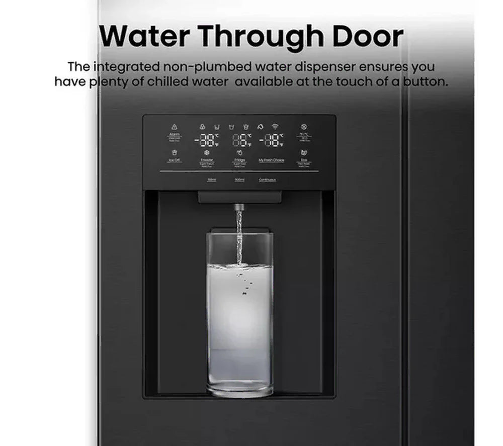 Hisense RQ5P470SYFD PureFlat Non-Plumbed Total No Frost American Fridge Freezer Black