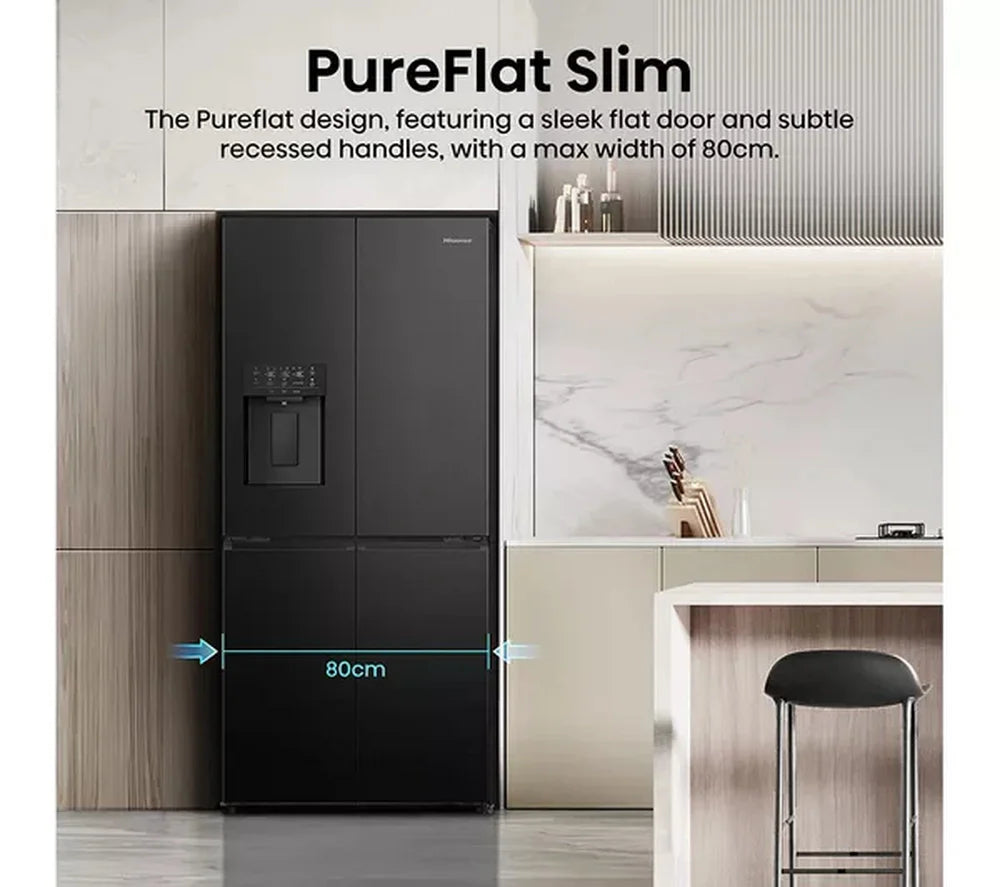 Hisense RQ5P470SYFD PureFlat Non-Plumbed Total No Frost American Fridge Freezer Black