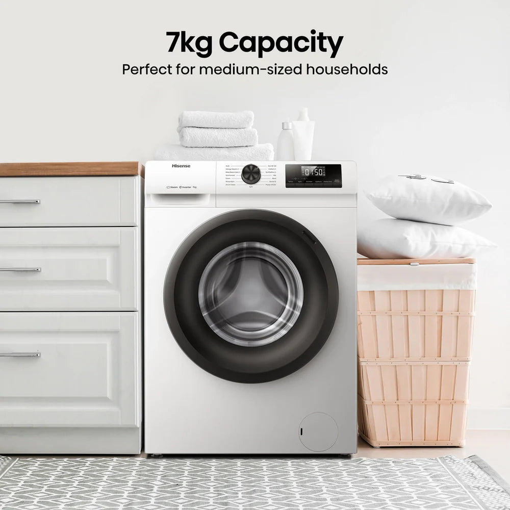 Hisense WF1Q7021BW 7kg 1200 Spin Freestanding Steam Washing Machine White