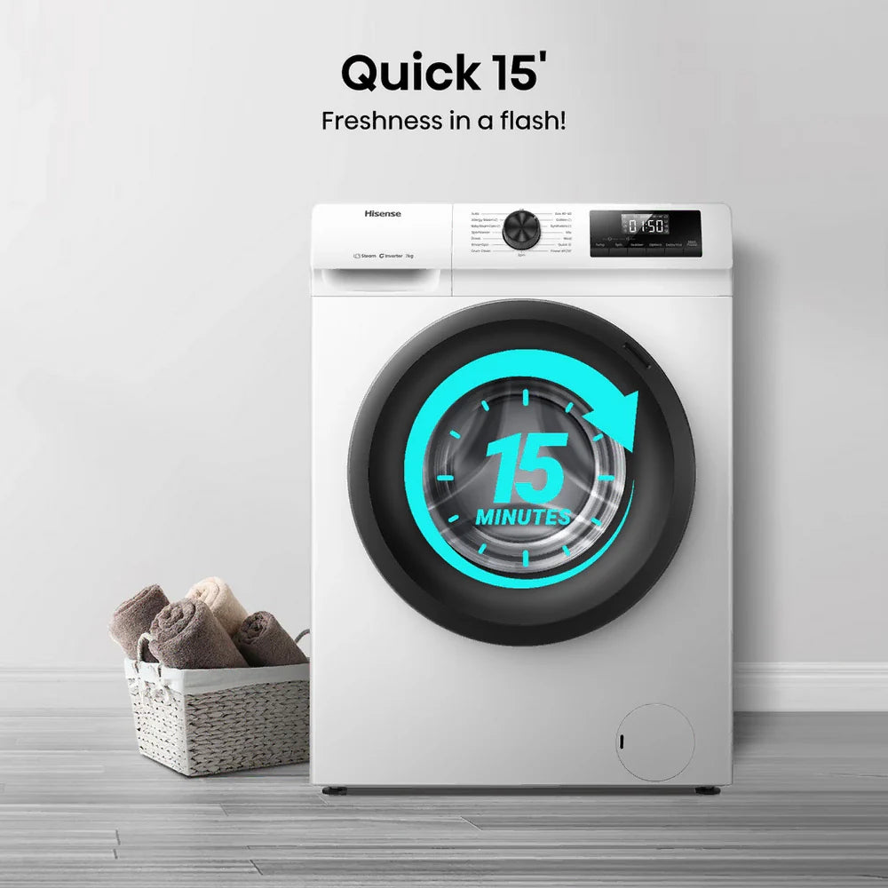 Hisense WF1Q7021BW 7kg 1200 Spin Freestanding Steam Washing Machine White