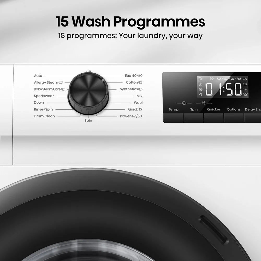 Hisense WF1Q7021BW 7kg 1200 Spin Freestanding Steam Washing Machine White