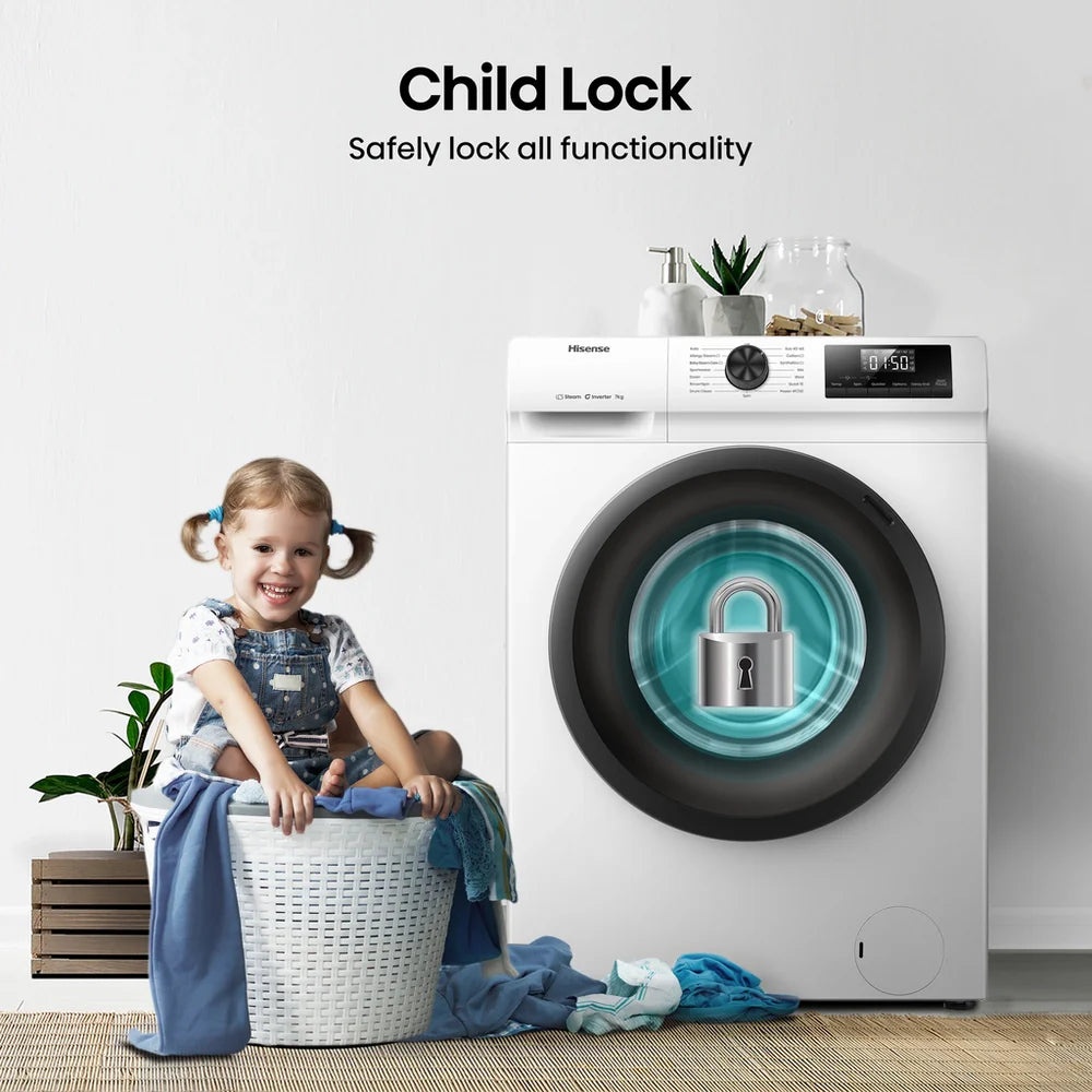 Hisense WF1Q7021BW 7kg 1200 Spin Freestanding Steam Washing Machine White