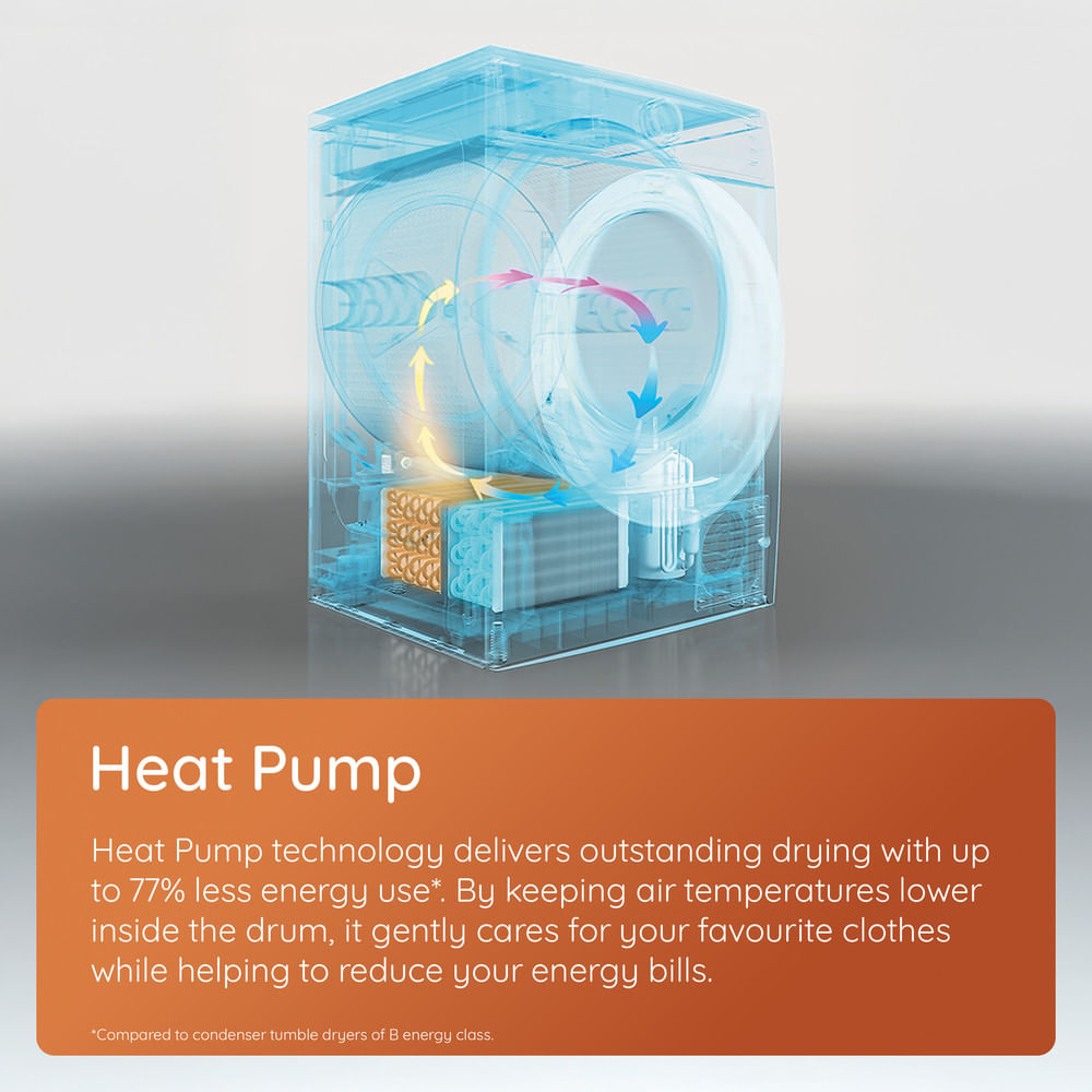 Hotpoint C HD 84M WBS UK 8kg Fabric Care Heat Pump Tumble Dryer with HomeWhiz White CHD84MWBSUK
