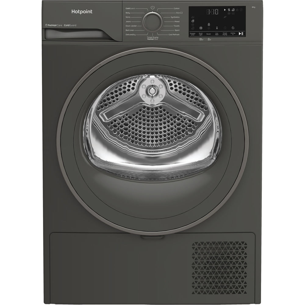 Hotpoint C HSD 82M GG UK Freestanding 8kg Heat Pump Tumble Dryer with PetHairCare Grey CHSD82MGGUK