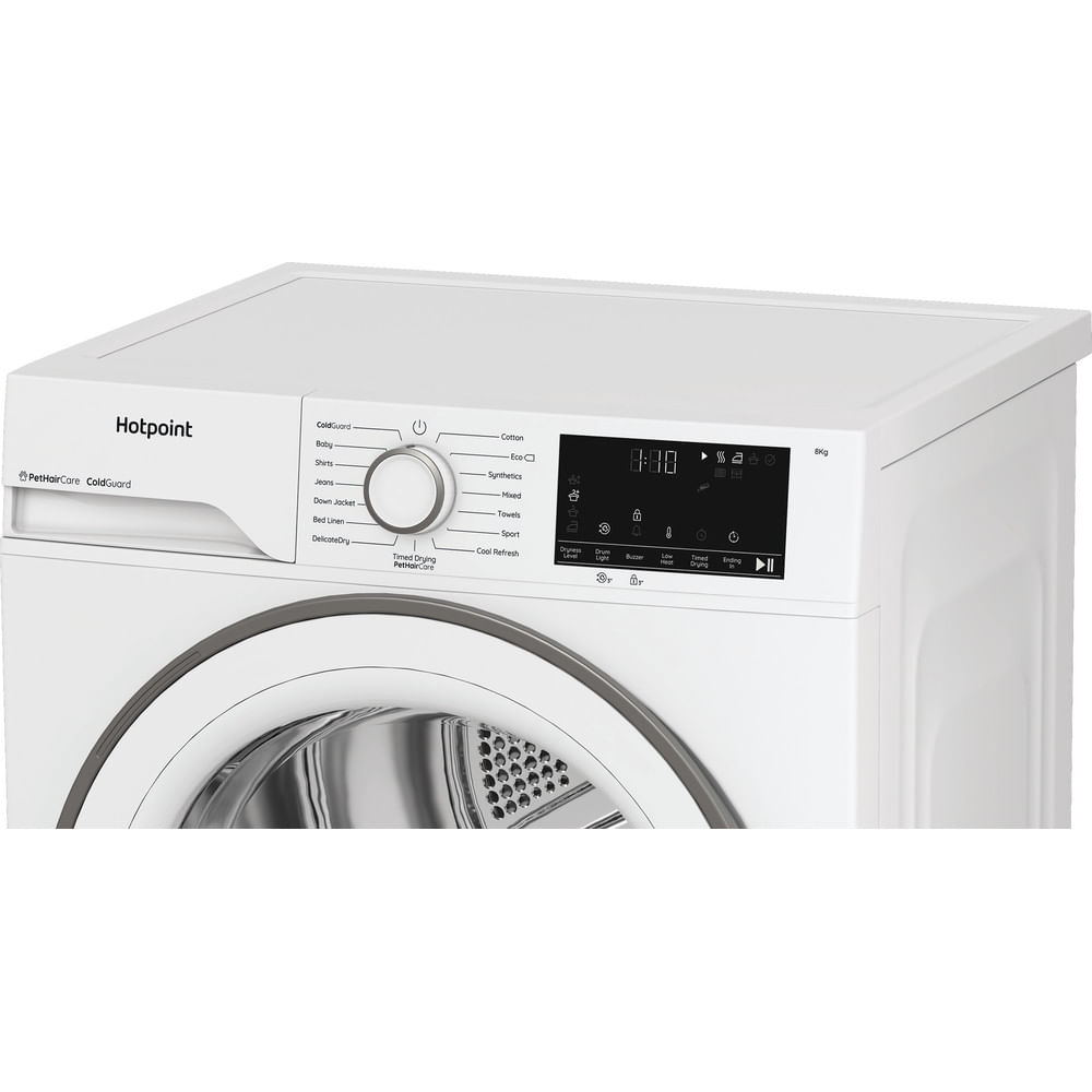 Hotpoint C HSD 82M WW UK 8kg Freestanding Heat Pump Tumble Dryer with PetHairCare White CHSD82MWWUK