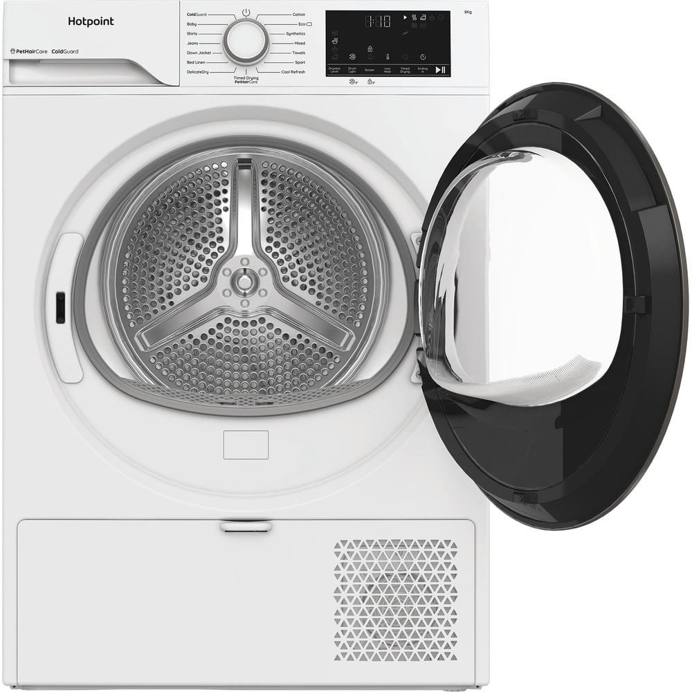 Hotpoint C HSD 82M WW UK 8kg Freestanding Heat Pump Tumble Dryer with PetHairCare White CHSD82MWWUK