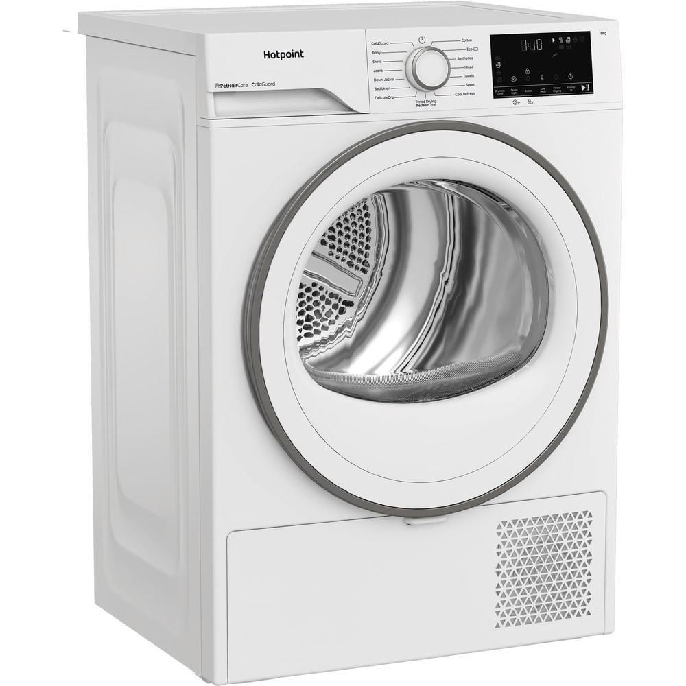 Hotpoint C HSD 82M WW UK 8kg Freestanding Heat Pump Tumble Dryer with PetHairCare White CHSD82MWWUK