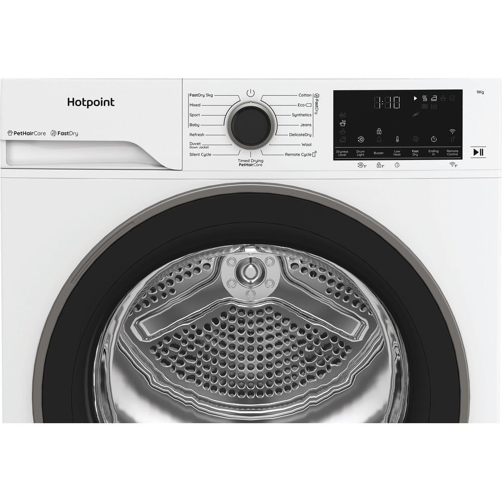 Hotpoint CHD94MWBSUK Freestanding 9kg Heat Pump Tumble Dryer with Fabric Care White