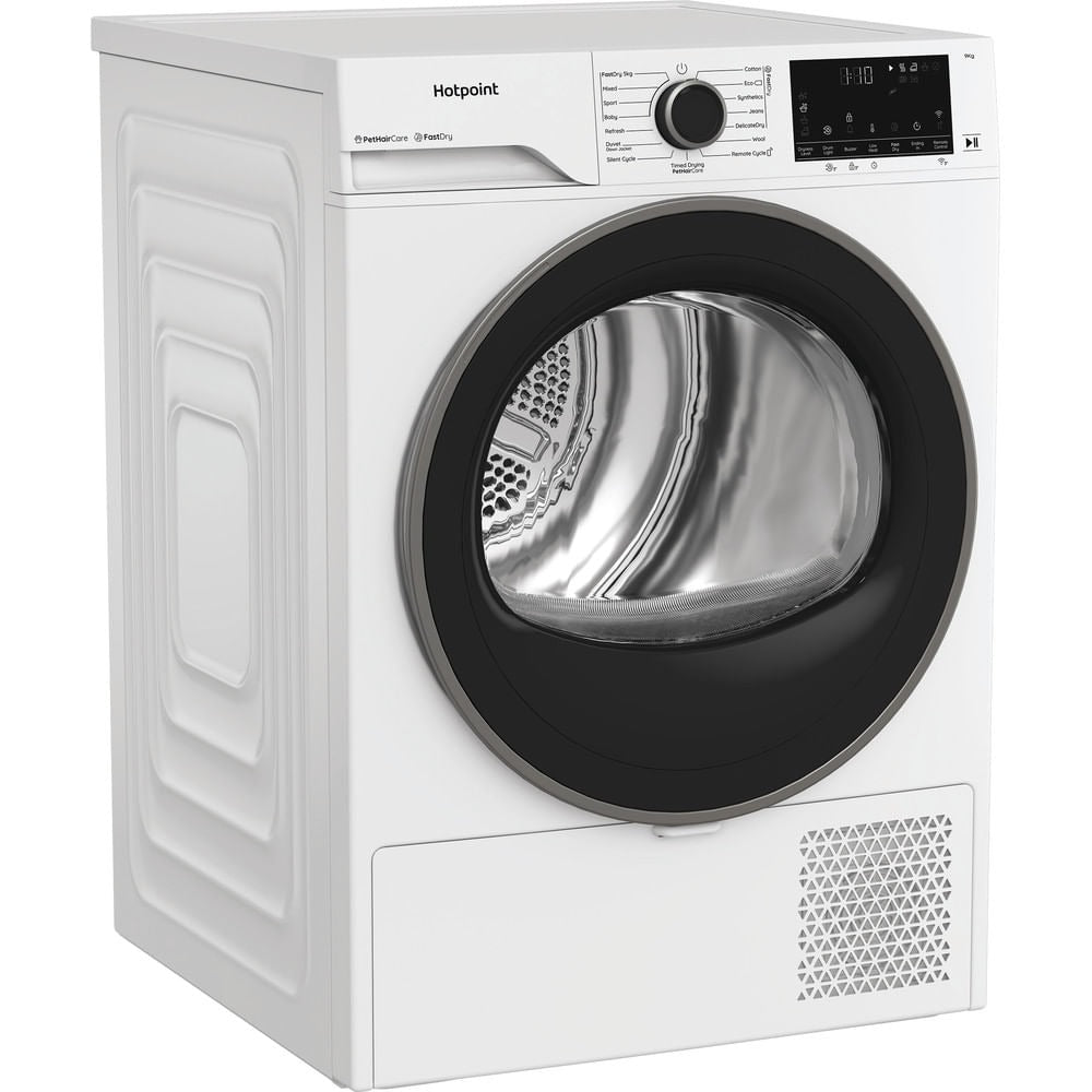 Hotpoint CHD94MWBSUK Freestanding 9kg Heat Pump Tumble Dryer with Fabric Care White