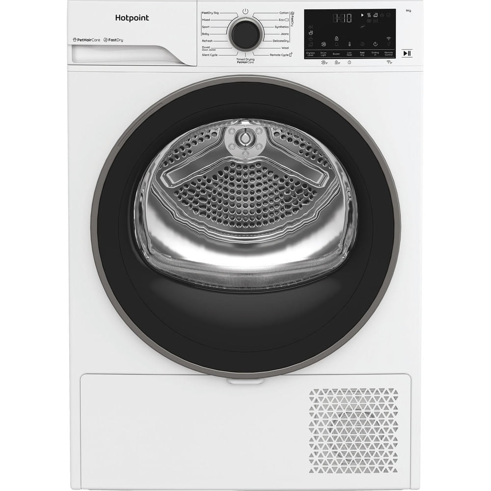 Hotpoint CHD94MWBSUK Freestanding 9kg Heat Pump Tumble Dryer with Fabric Care White