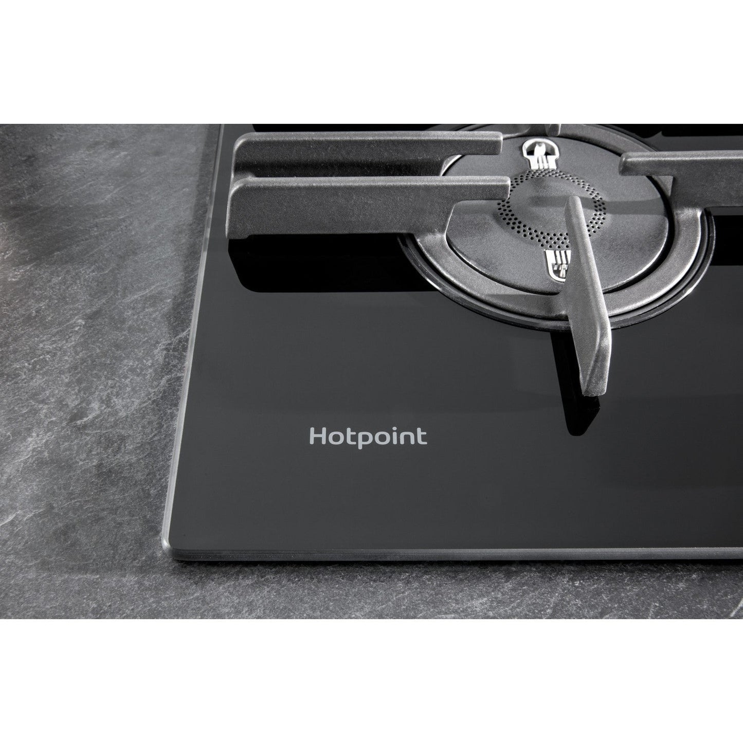 Hotpoint FTGHG751DHBK 75cm 5 Burner Gas on Glass Hob with Vertical Flame Black