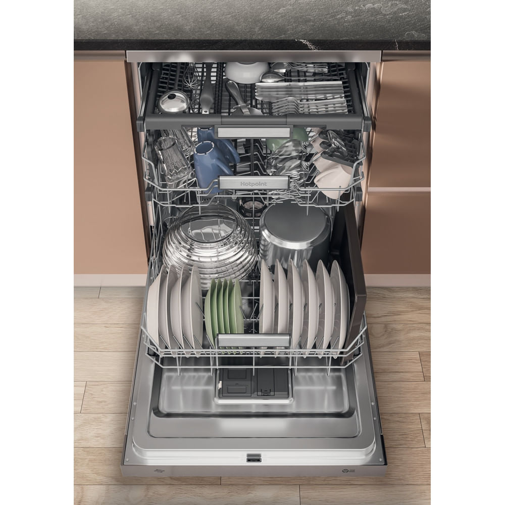 Hotpoint H7F HS51 X UK Freestanding Full Size Dishwasher 15 Place Settings with Maxi Space Inox H7FHS51X
