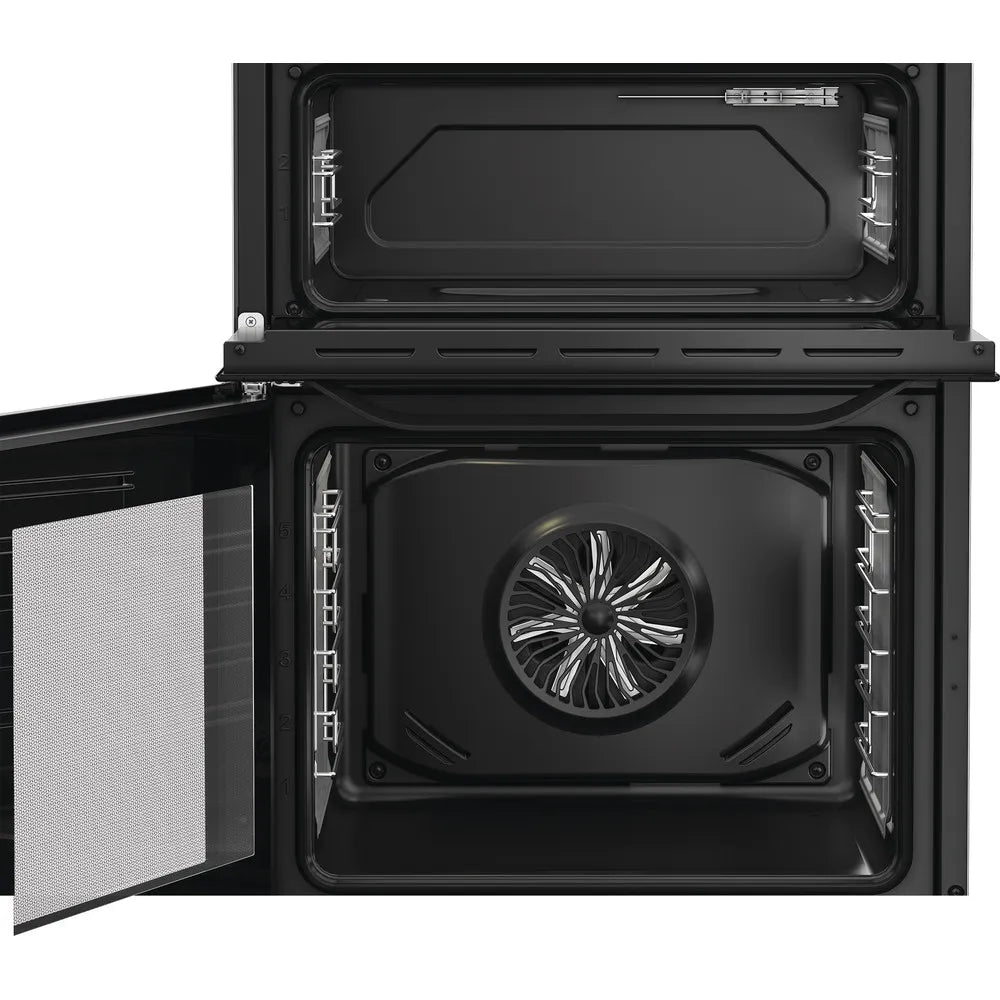 Hotpoint HDD6GDC2B1 60cm Dual Fuel Double Cooker with Glass Lid Black
