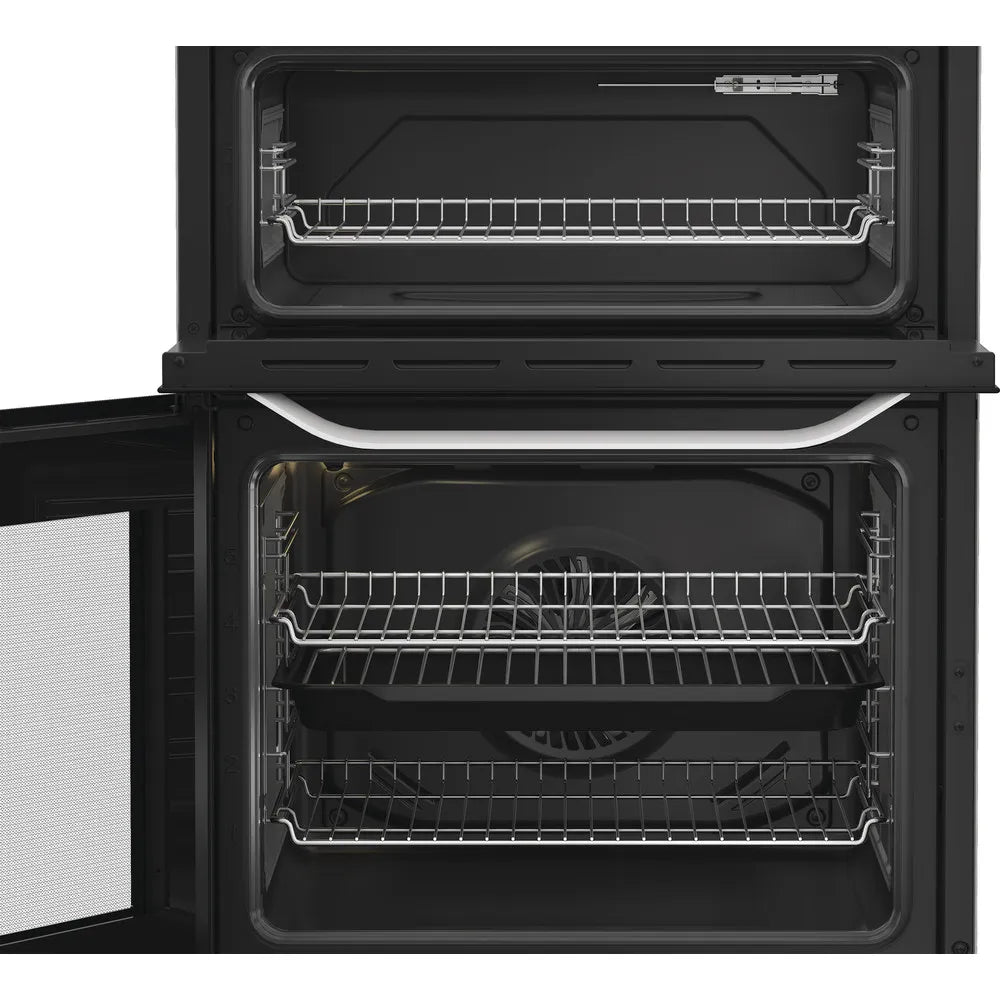 Hotpoint HDD6GDC2W 60cm Dual Fuel Double Cooker with Glass Lid White