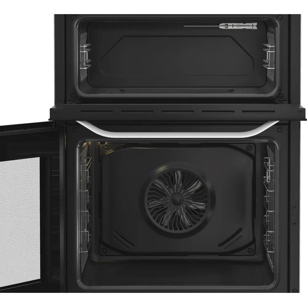 Hotpoint HDD6GDC2W 60cm Dual Fuel Double Cooker with Glass Lid White