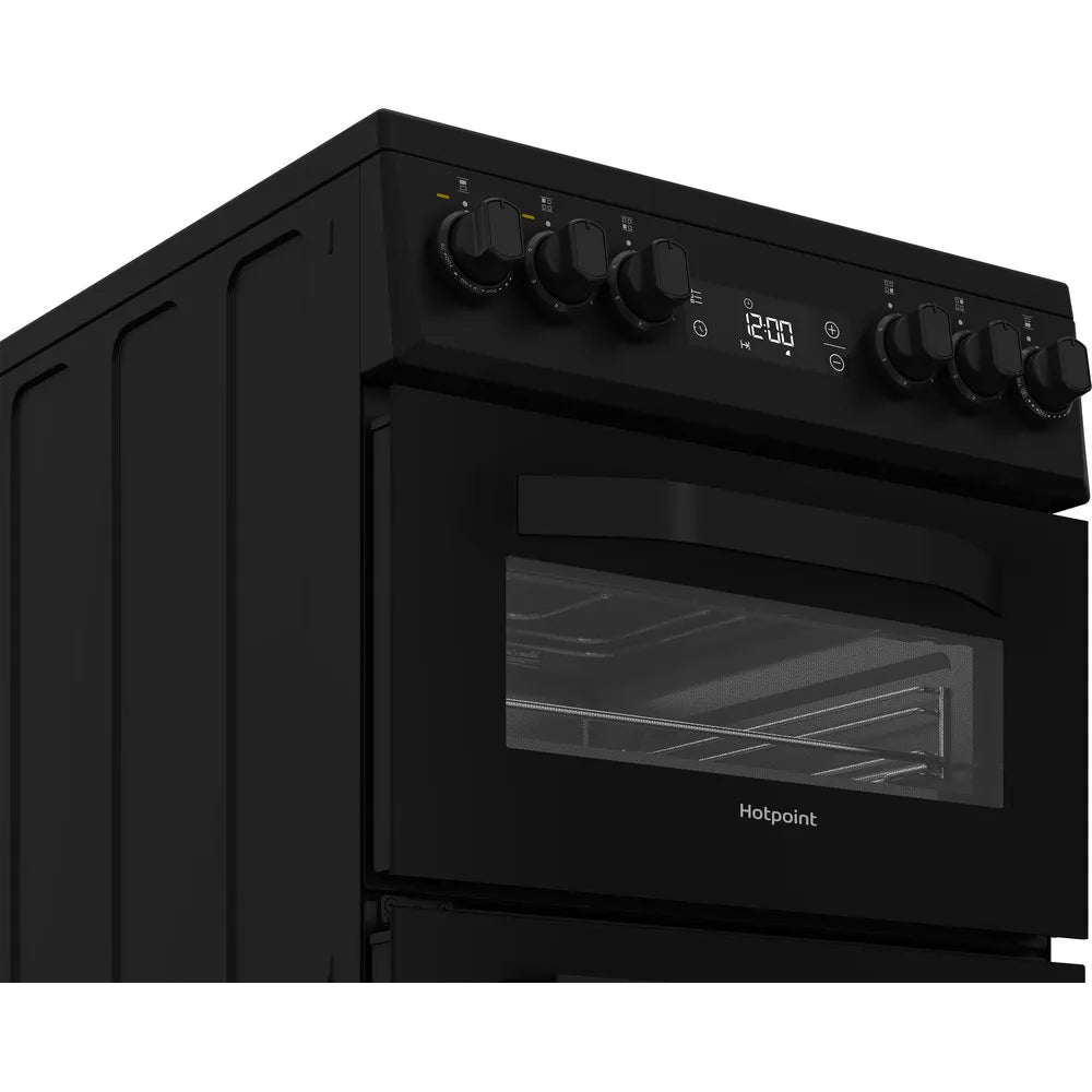 Hotpoint HDE5VDCB 50cm Electric Double Cooker with Ceramic Hob Black