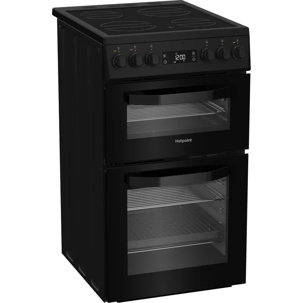 Hotpoint HDE5VDCB 50cm Electric Double Cooker with Ceramic Hob Black