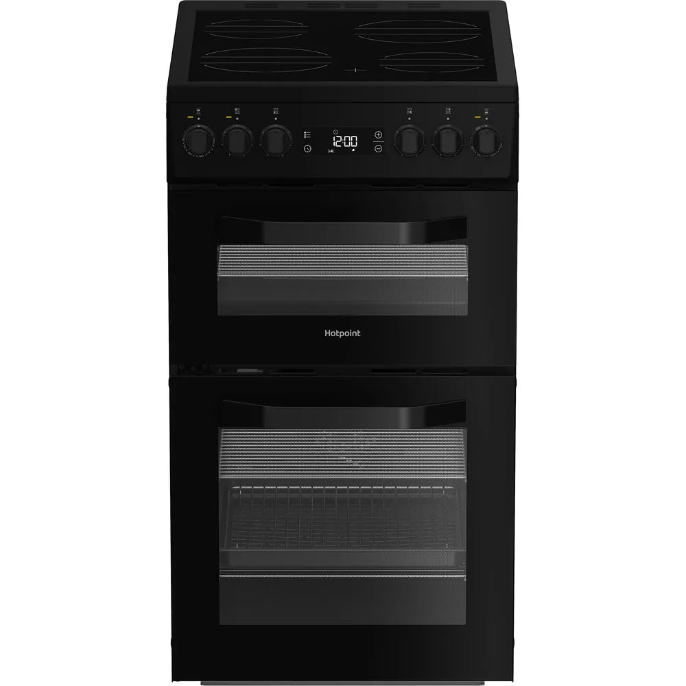 Hotpoint HDE5VDCB 50cm Electric Double Cooker with Ceramic Hob Black