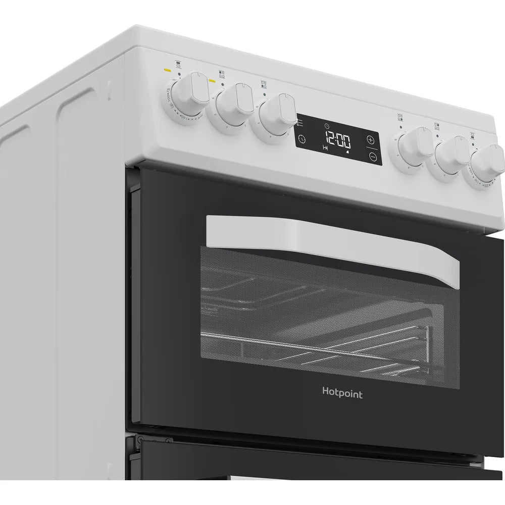 Hotpoint HDE5VDCW 50cm Electric Double Cooker With Ceramic Hob White