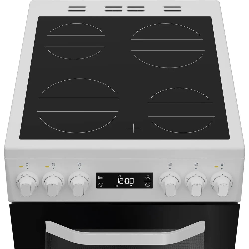 Hotpoint HDE5VDCW 50cm Electric Double Cooker With Ceramic Hob White