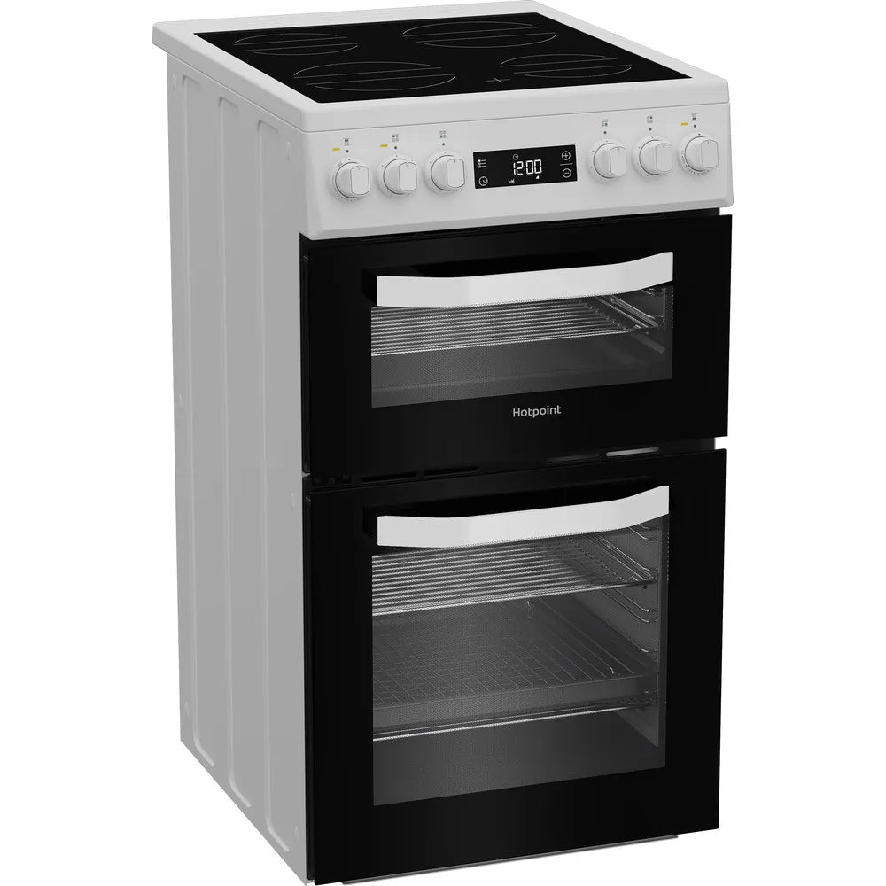 Hotpoint HDE5VDCW 50cm Electric Double Cooker With Ceramic Hob White